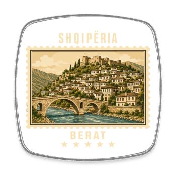 Albanien Berat Vintage Reisemarke - Viereckiger Kühlschrankmagnet - Weiß - Vorne