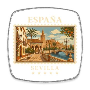 Spanien Sevilla Vintage Reisemarke - Viereckiger Kühlschrankmagnet - Weiß - Vorne
