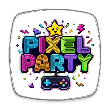 Retro Pixel Party 80s - Square fridge magnet - white - Front