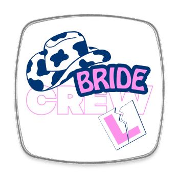 Bride Crew Zylinder Pink Akzent - Viereckiger Kühlschrankmagnet - Weiß - Vorne
