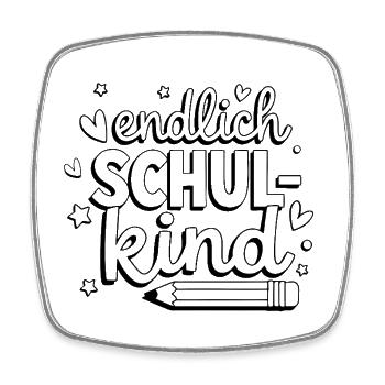 Endlich Schulkind Einschulung Ausmalen Schulanfang - Viereckiger Kühlschrankmagnet - Weiß - Vorne