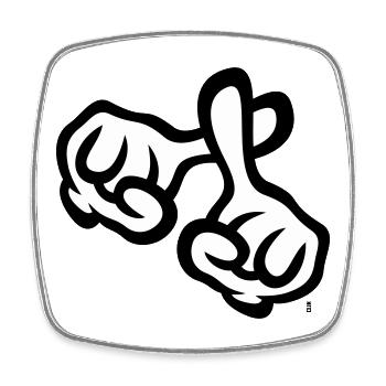 Finger cross (hands / cross / Bible / religion, 2C) - Square fridge magnet - white - Front