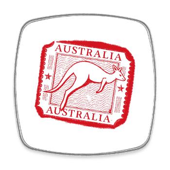Australischer Känguru-Stempeldruck - Viereckiger Kühlschrankmagnet - Weiß - Vorne