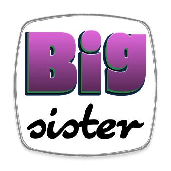 Schriftzug Big Sister für die große Schwester - Viereckiger Kühlschrankmagnet - Weiß - Vorne