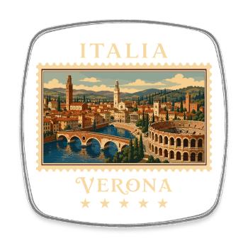 Italien Verona Vintage Reisemarke - Viereckiger Kühlschrankmagnet - Weiß - Vorne