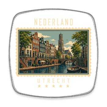 Niederlande Utrecht Vintage Reisemarke - Viereckiger Kühlschrankmagnet - Weiß - Vorne