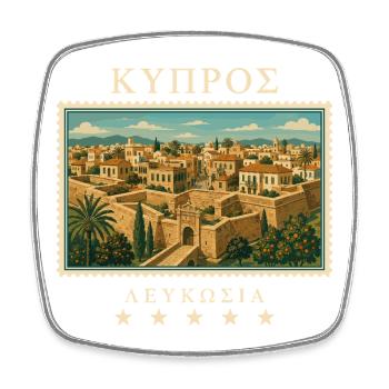 Zypern Nikosia Vintage Reisemarke - Viereckiger Kühlschrankmagnet - Weiß - Vorne