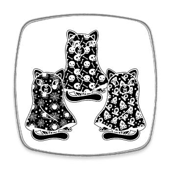 Funny Halloween Cat Ghost - Viereckiger Kühlschrankmagnet - Weiß - Vorne