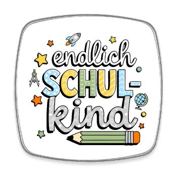 Endlich Schulkind Einschulung Jungen Rakete Shirt - Viereckiger Kühlschrankmagnet - Weiß - Vorne