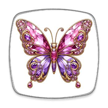 Papillon Jewel Papillon Rose Sparkle - Magnet carré - blanc - Devant