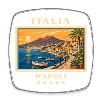 Italien Neapel Vintage Reisemarke - Viereckiger Kühlschrankmagnet - Weiß - Vorne