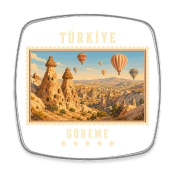 Türkiye Göreme Vintage Reisemarke - Viereckiger Kühlschrankmagnet - Weiß - Vorne
