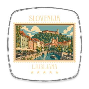 Slowenien Ljubljana Vintage Reisemarke - Viereckiger Kühlschrankmagnet - Weiß - Vorne