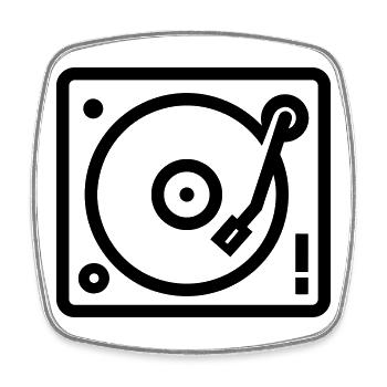 DJ-Plattenspieler - Viereckiger Kühlschrankmagnet - Weiß - Vorne