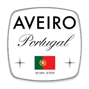 Aveiro Portugal Koordinaten Reise Souvenir - Viereckiger Kühlschrankmagnet - Weiß - Vorne