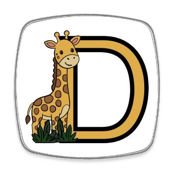 Giraffe mit Buchstaben D - Viereckiger Kühlschrankmagnet - Weiß - Vorne