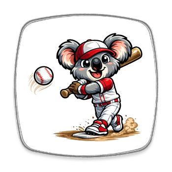 Koala Baseball - Viereckiger Kühlschrankmagnet - Weiß - Vorne