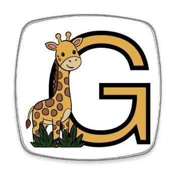 Giraffe mit Buchstabe G - Viereckiger Kühlschrankmagnet - Weiß - Vorne