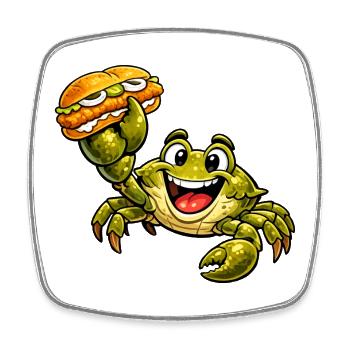 Krebs hat ein Fischbrötchen - Viereckiger Kühlschrankmagnet - Weiß - Vorne