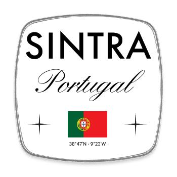 Sintra Portugal Koordinaten Reise Souvenir - Viereckiger Kühlschrankmagnet - Weiß - Vorne