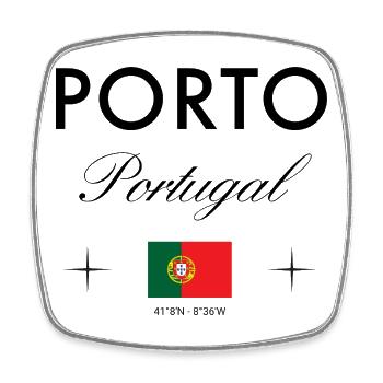 Porto Portugal Koordinaten Reise Souvenir - Viereckiger Kühlschrankmagnet - Weiß - Vorne