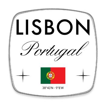Lissabon Portugal Koordinaten Reise Souvenir - Viereckiger Kühlschrankmagnet - Weiß - Vorne