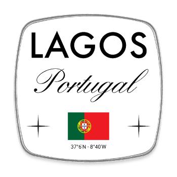 Lagos Portugal Koordinaten Reise Souvenir - Viereckiger Kühlschrankmagnet - Weiß - Vorne