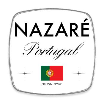 Nazare Portugal Koordinaten Reise Souvenir - Viereckiger Kühlschrankmagnet - Weiß - Vorne