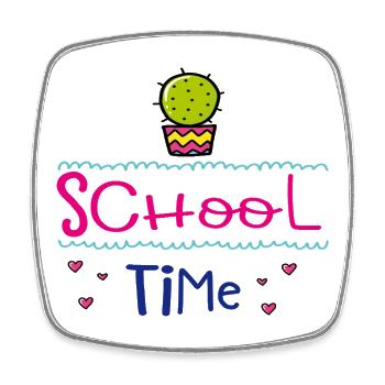School Time - Viereckiger Kühlschrankmagnet - Weiß - Vorne