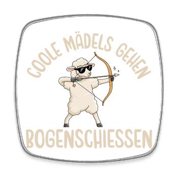 Bogensport Coole Mädels gehen Bogenschiessen - Viereckiger Kühlschrankmagnet - Weiß - Vorne