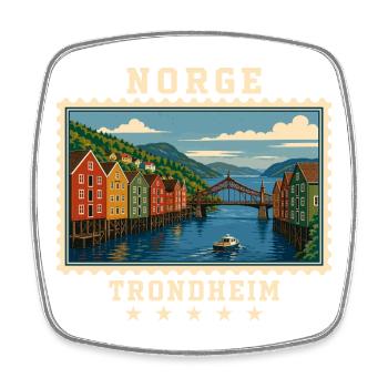 Norwegen Trondheim Vintage Reisemarke - Viereckiger Kühlschrankmagnet - Weiß - Vorne