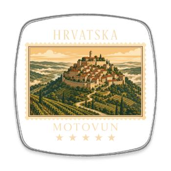 Kroatien Motovun Vintage Reisemarke - Viereckiger Kühlschrankmagnet - Weiß - Vorne