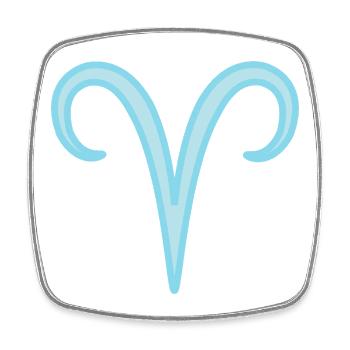 Widder-Tierkreiszeichen Pastellblau - Viereckiger Kühlschrankmagnet - Weiß - Vorne