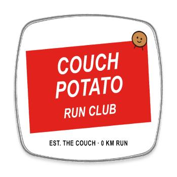 Couch Potato Run Club - Viereckiger Kühlschrankmagnet - Weiß - Vorne