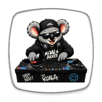 Süßer Koala als DJ - Viereckiger Kühlschrankmagnet - Weiß - Vorne