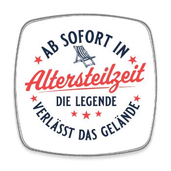 Altersteilzeit Retro Liegestuhl Frührente - Viereckiger Kühlschrankmagnet - Weiß - Vorne