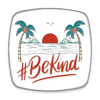 BeKind Sunset Palm Tee - Viereckiger Kühlschrankmagnet - Weiß - Vorne