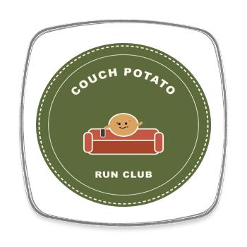 Couch Potato Run Club - Viereckiger Kühlschrankmagnet - Weiß - Vorne