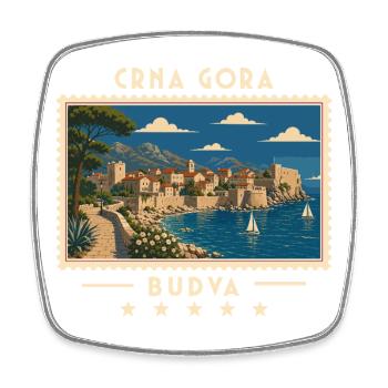 Montenegro Budva Vintage Reisemarke - Viereckiger Kühlschrankmagnet - Weiß - Vorne