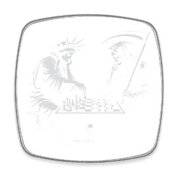 Freiheitsstatue spielt Schach mit dem Tod - Viereckiger Kühlschrankmagnet - Weiß - Vorne