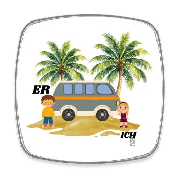 ER ICH - Viereckiger Kühlschrankmagnet - Weiß - Vorne