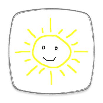 Niedliche lächelnde Sonne – Doodle - Viereckiger Kühlschrankmagnet - Weiß - Vorne