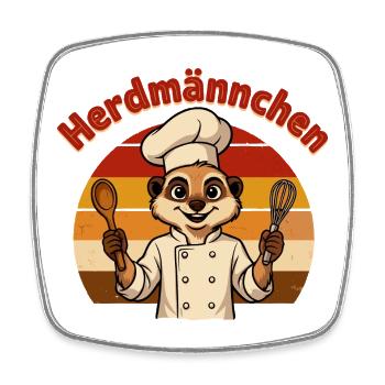 Koch Erdmännchen - Viereckiger Kühlschrankmagnet - Weiß - Vorne