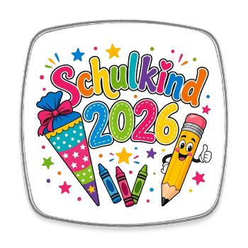 Schulkind 2026 - Viereckiger Kühlschrankmagnet - Weiß - Vorne
