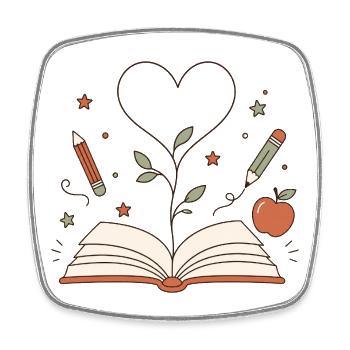 Herzbaum aus Buch – Kreativität blüht - Viereckiger Kühlschrankmagnet - Weiß - Vorne