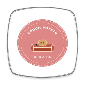 Couchpotato Laufclub Logo - Viereckiger Kühlschrankmagnet - Weiß - Vorne