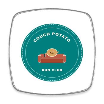 Couch Potato Run Club - Viereckiger Kühlschrankmagnet - Weiß - Vorne