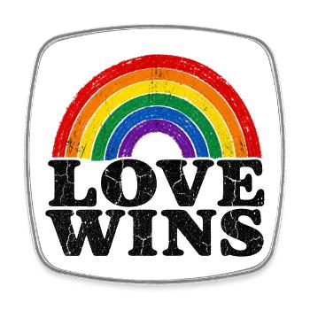 Love Wins Regenbogen Vintage Statement Pride Fans - Viereckiger Kühlschrankmagnet - Weiß - Vorne