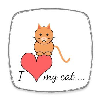 J’aime mon chat... - Magnet carré - blanc - Devant