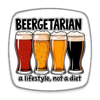 Beergetarier - Lustiges Bier T-Shirt - Viereckiger Kühlschrankmagnet - Weiß - Vorne